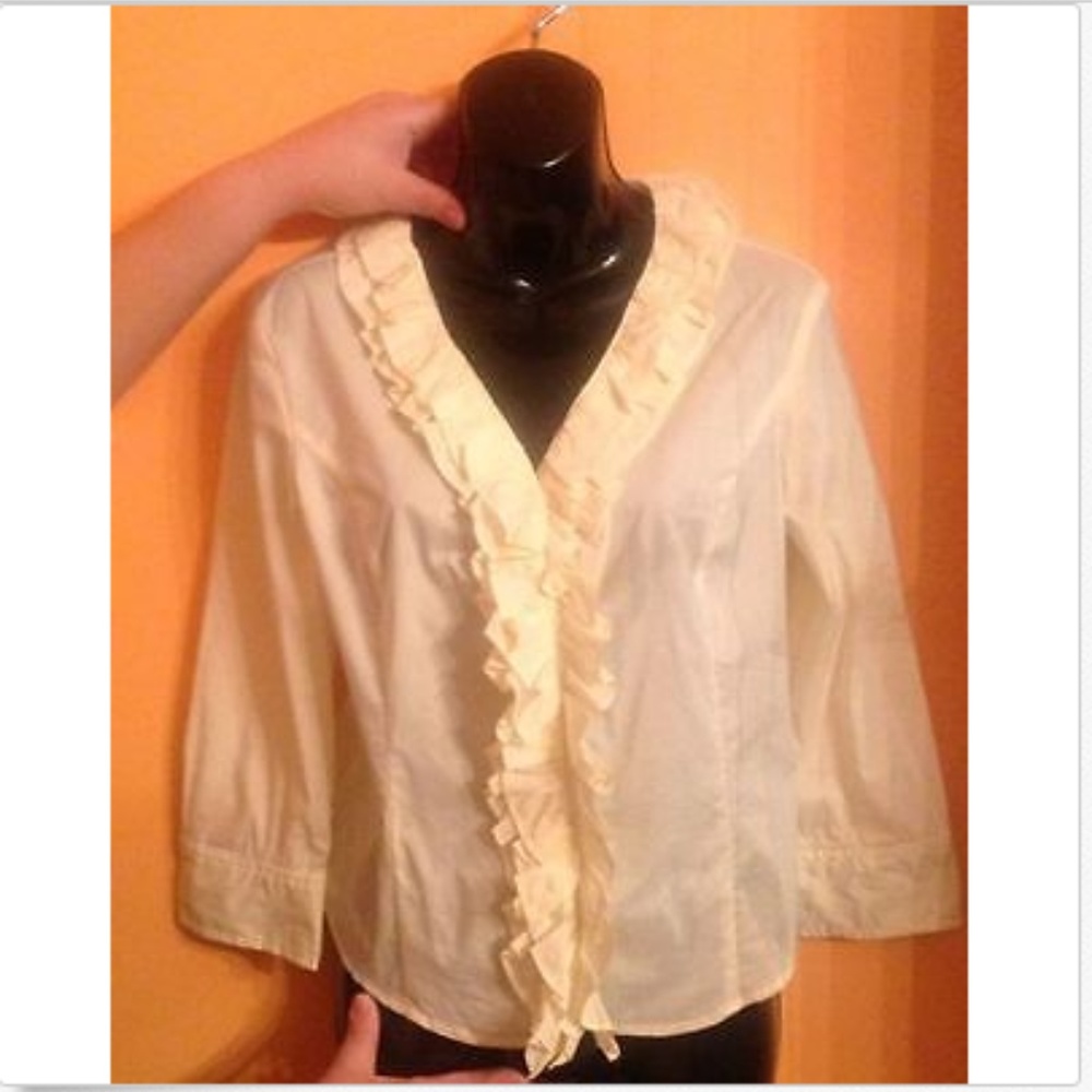 MAXMARA Weekend Yellow Ruffled Detail Blouse SZ M